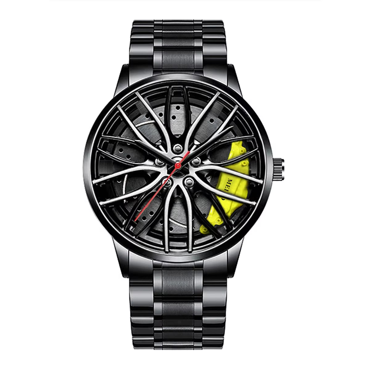 Fashion Men Sports Watches 3D Car Wheel Stainless Steel Band Wrist Watch Men'S Quartz Watch Men'S Watches