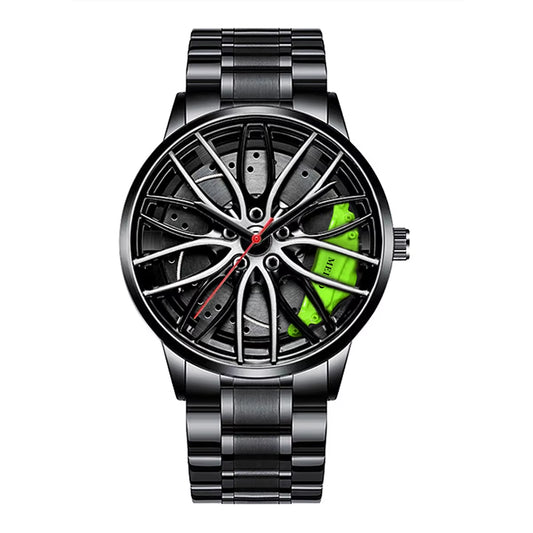 Fashion Men Sports Watches 3D Car Wheel Stainless Steel Band Wrist Watch Men'S Quartz Watch Men'S Watches